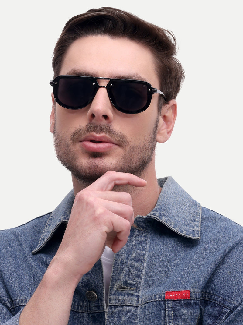 Silver black metal mens sunglasses