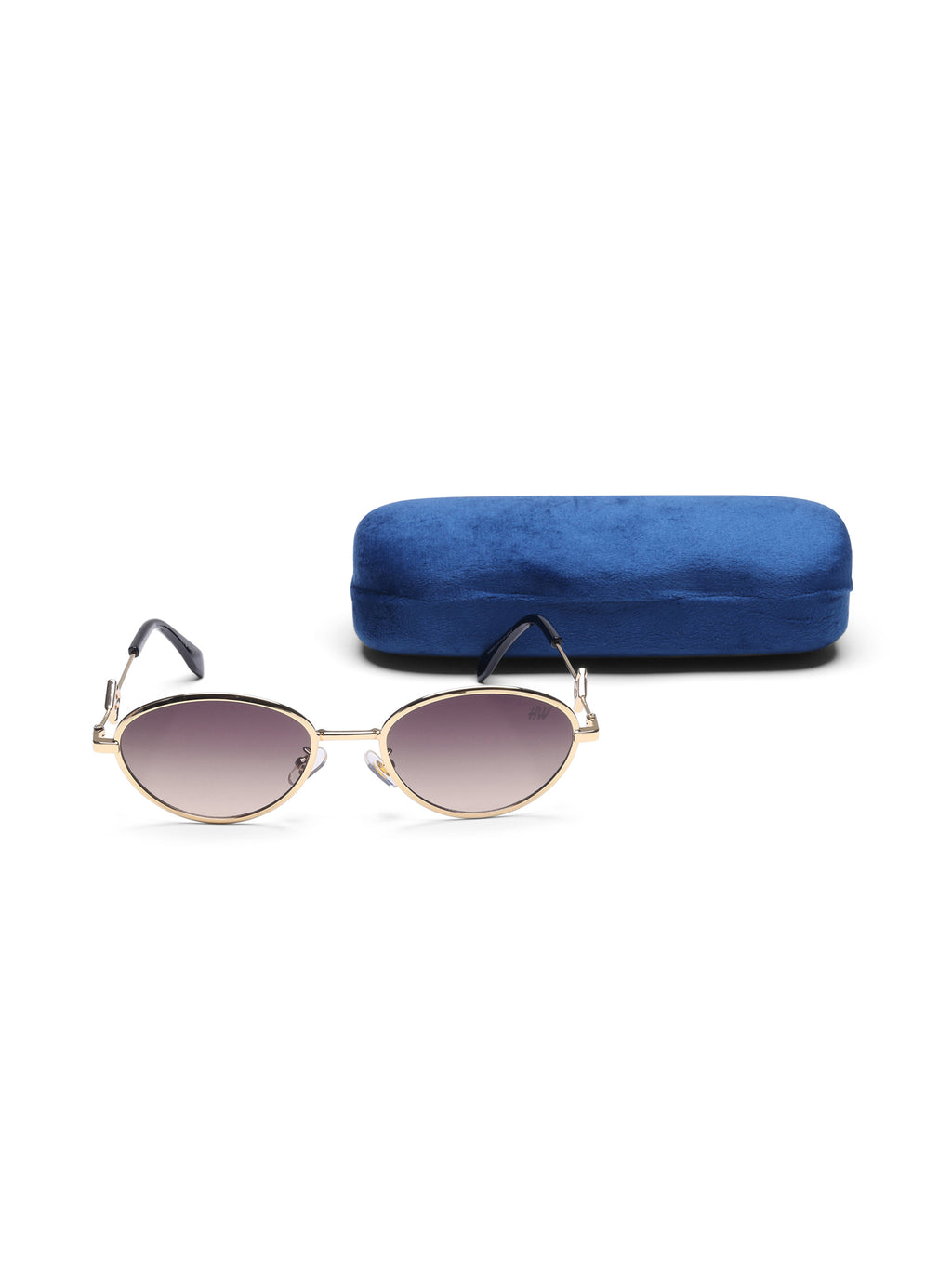 Luxy Gold Shade Brown Metallic Oval Women Sunglasses