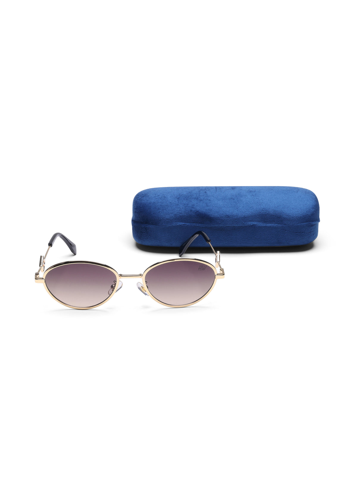 Luxy Gold Shade Brown Metallic Oval Women Sunglasses