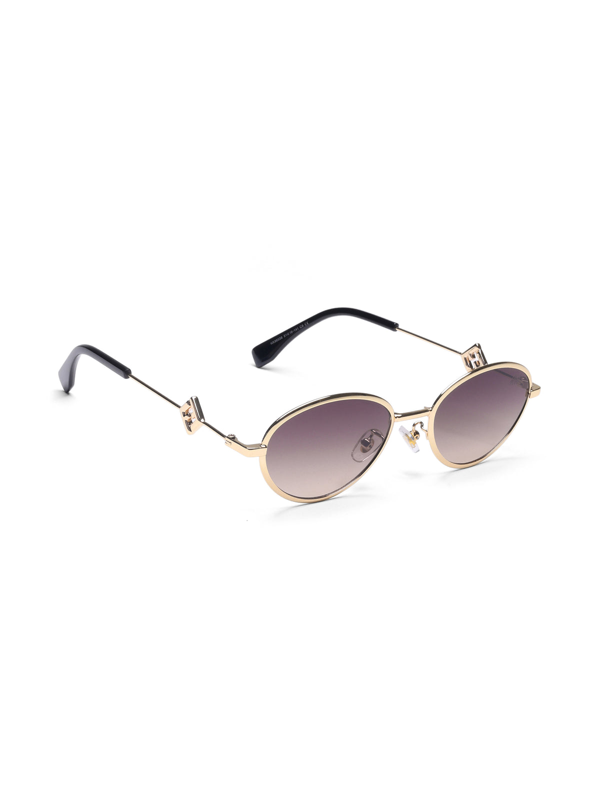 Luxy Gold Shade Brown Metallic Oval Women Sunglasses
