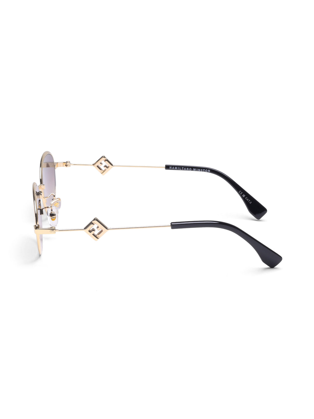 Luxy Gold Shade Brown Metallic Oval Women Sunglasses
