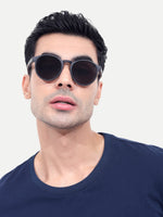 Men's Polarized Round Wooden Look Sunglasses