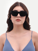 Women's UV Protected Polarized Cat Eye Black Sunglasses