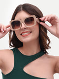 Women's Polarized Brown Rectangular Oversized Sunglasses