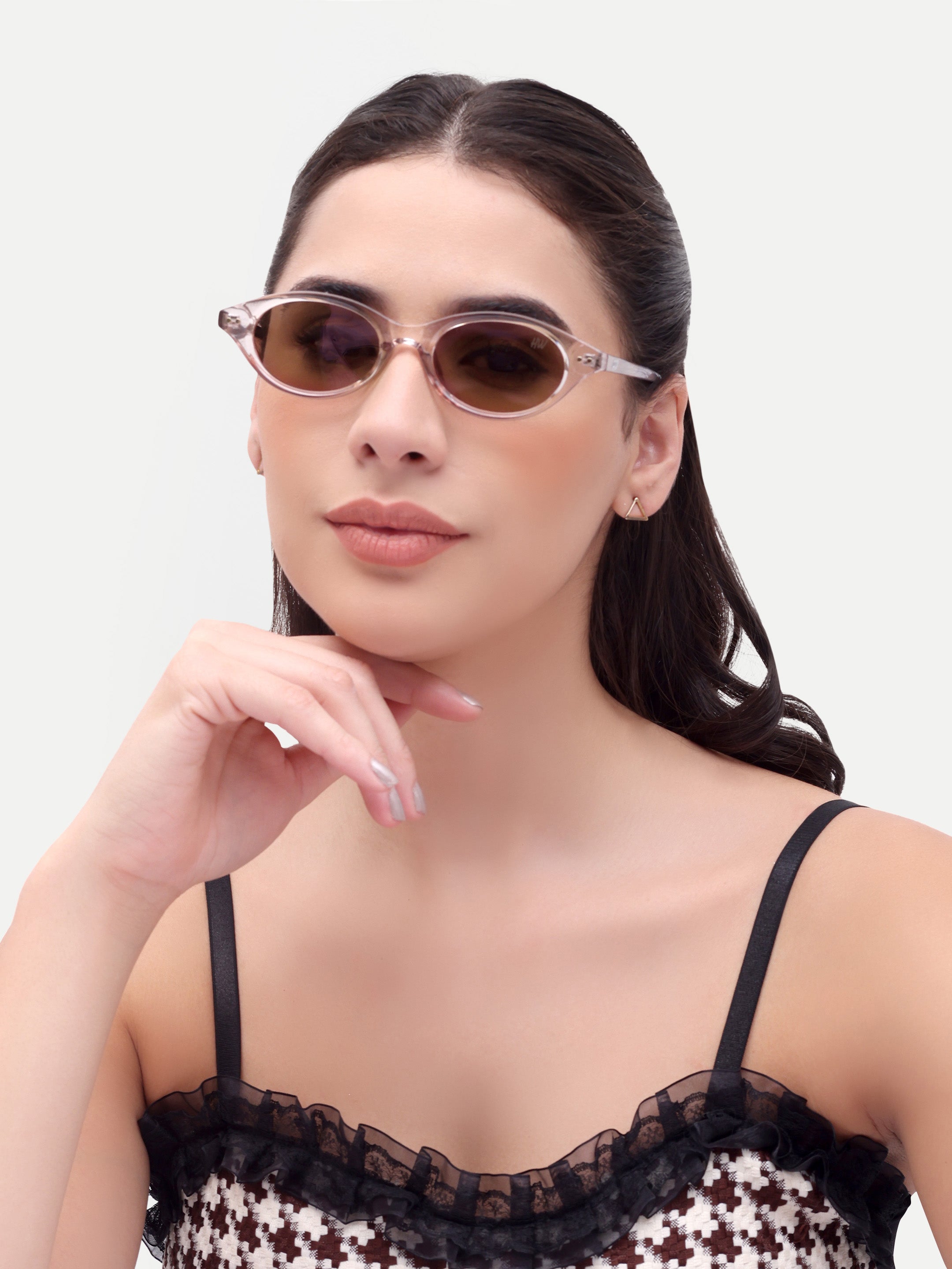 Fiora Oval Peach UV Protected Womens Sunglasses
