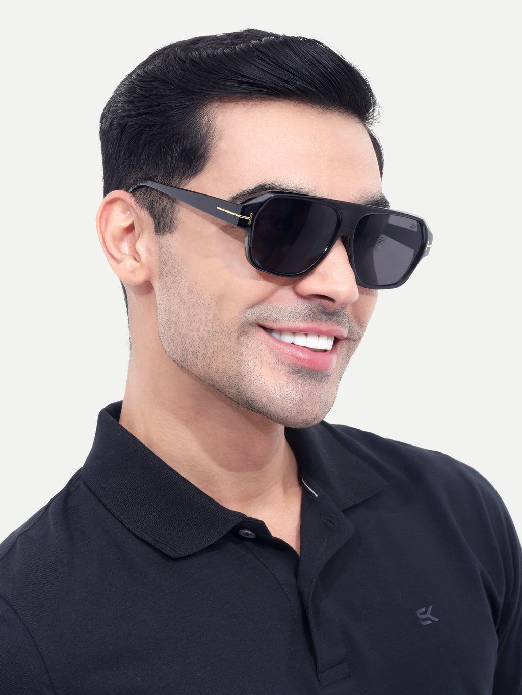 Men's Black UV Protected Wayfarer Rectangular Sunglasses