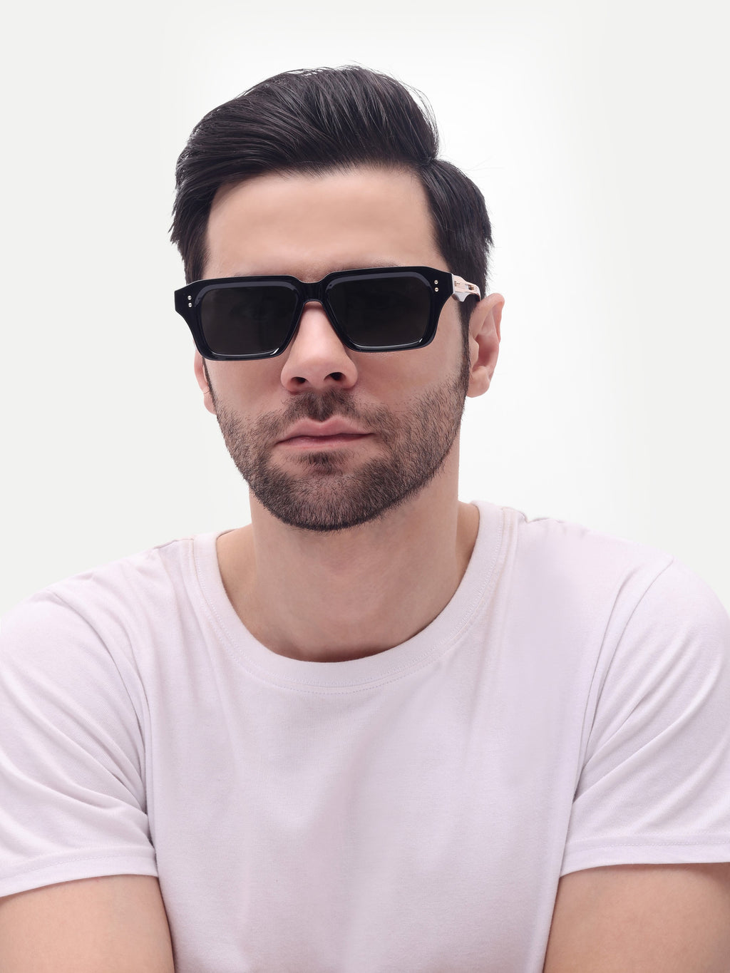 Men's UV Protected Gold Black Wayfarer Sunglasses