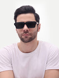 Men's UV Protected Gold Black Wayfarer Sunglasses
