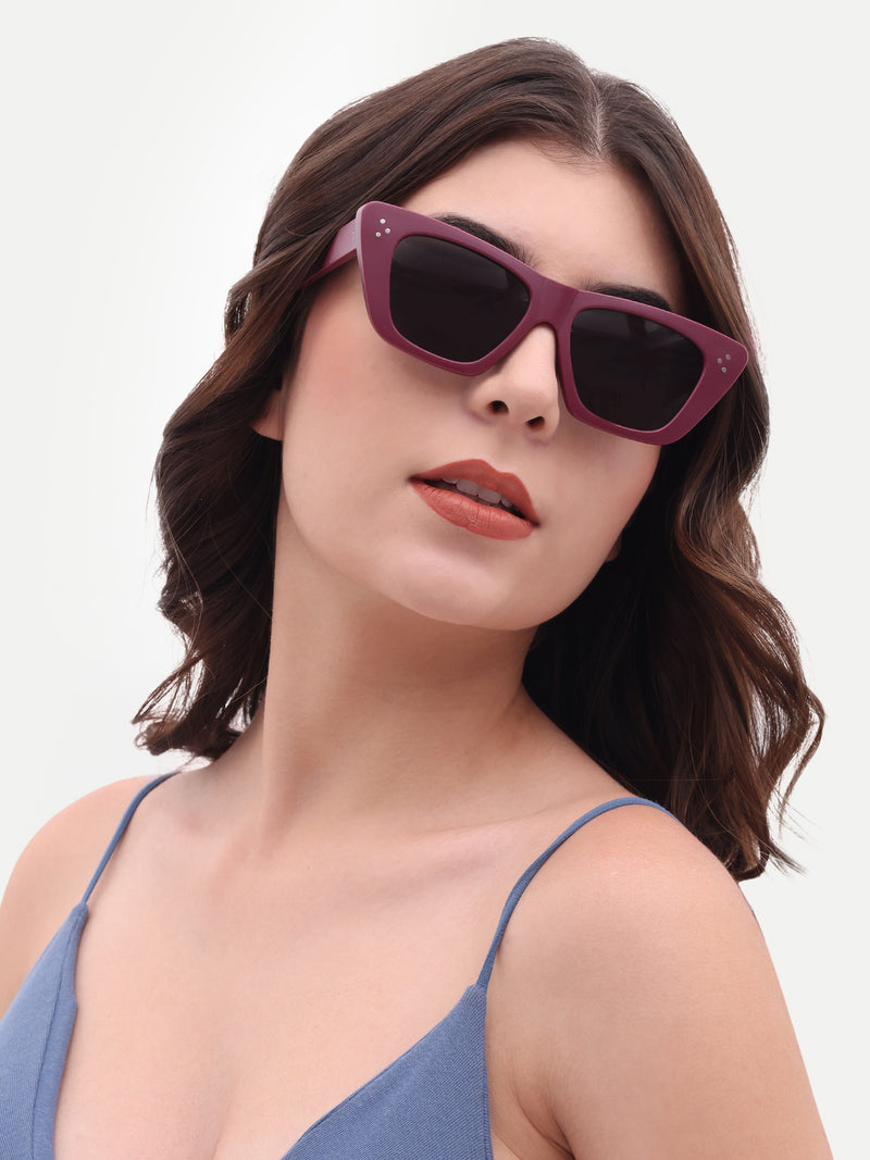 Women's UV Protected Polarized Cat Eye Red Sunglasses