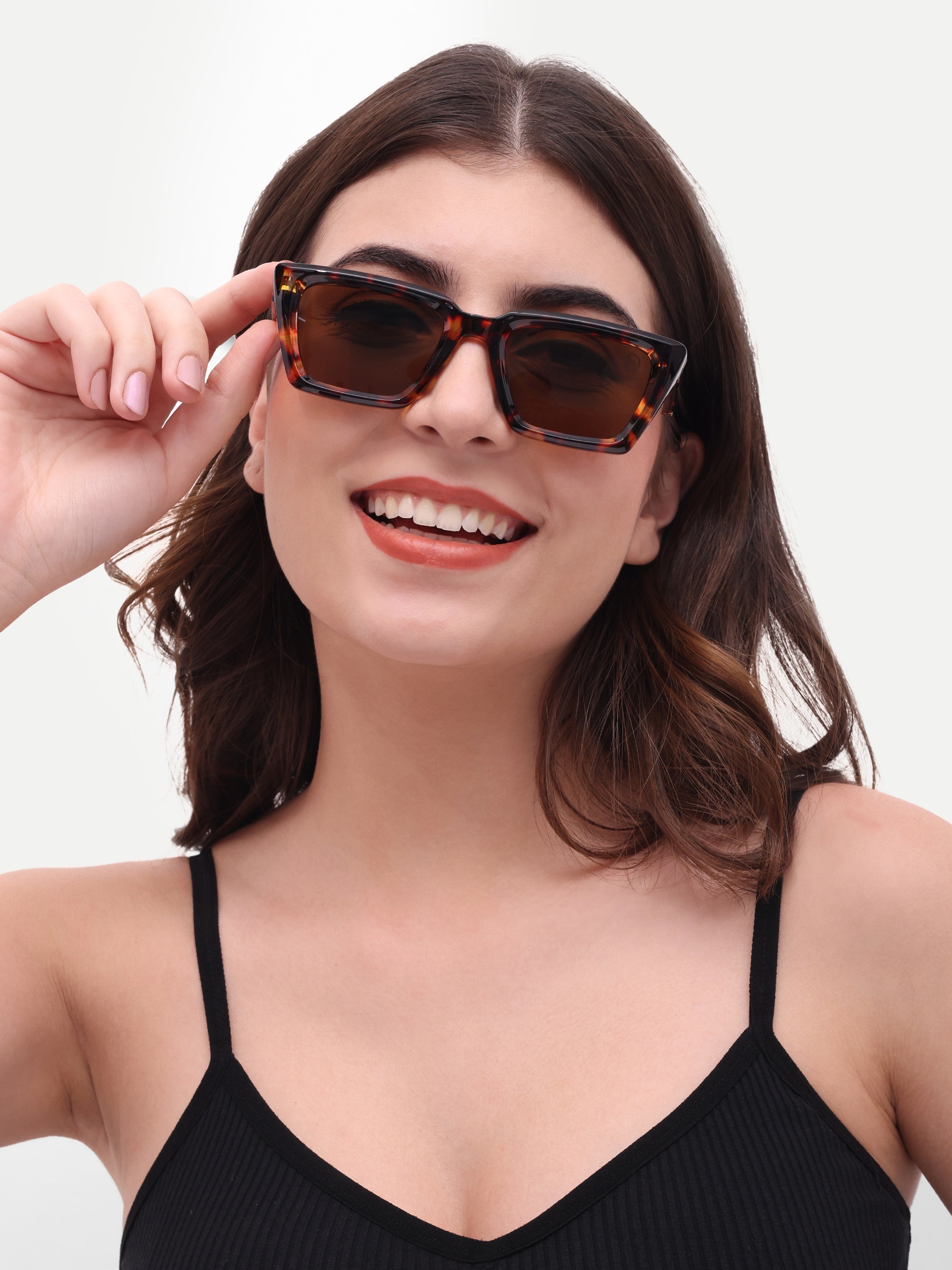 Women's Leopard Brown Wayfarer Rectangular Sunglasses
