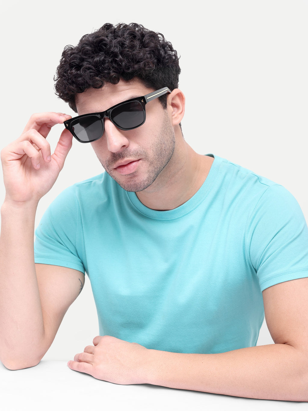 Kairo Black Gold Wayfarer Mens Sunglasses