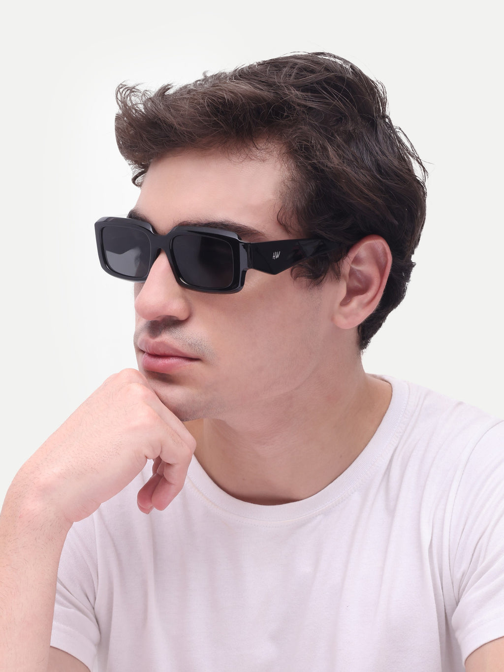 Men's Rectangular Black Sunglasses