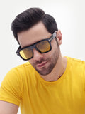 Men's UV Protected Yellow Wayfarer  Rectangular Sunglasses