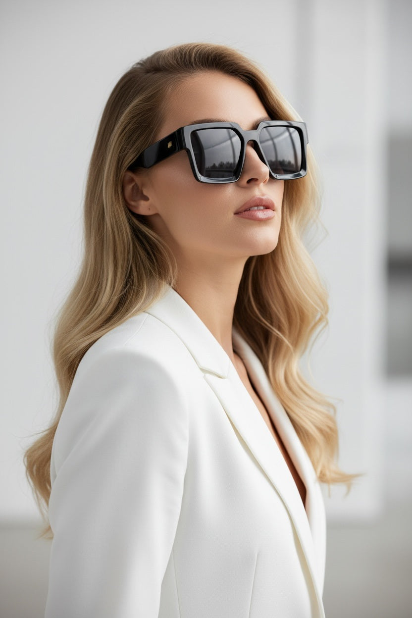 Women's Black Square Oversize Sunglasses