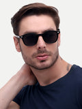 Men Round Uv Protected Sunglasses Black