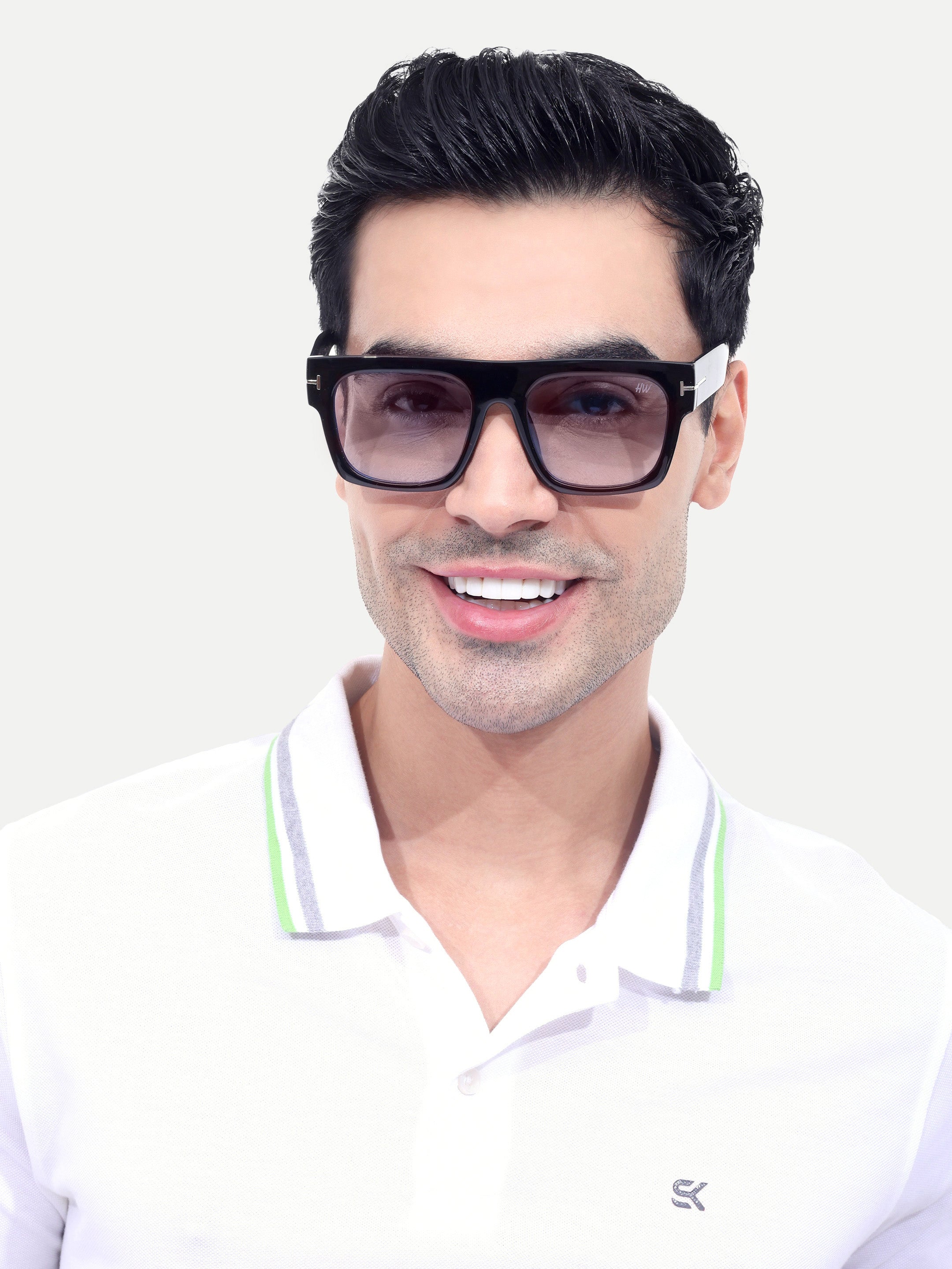 Men's UV Protected Blue Wayfarer Rectangular Sunglasses