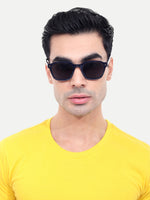 Men's Full Black UV Protected Hexagon Sunglasses