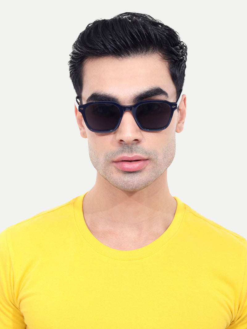 Men's Full Black UV Protected Hexagon Sunglasses