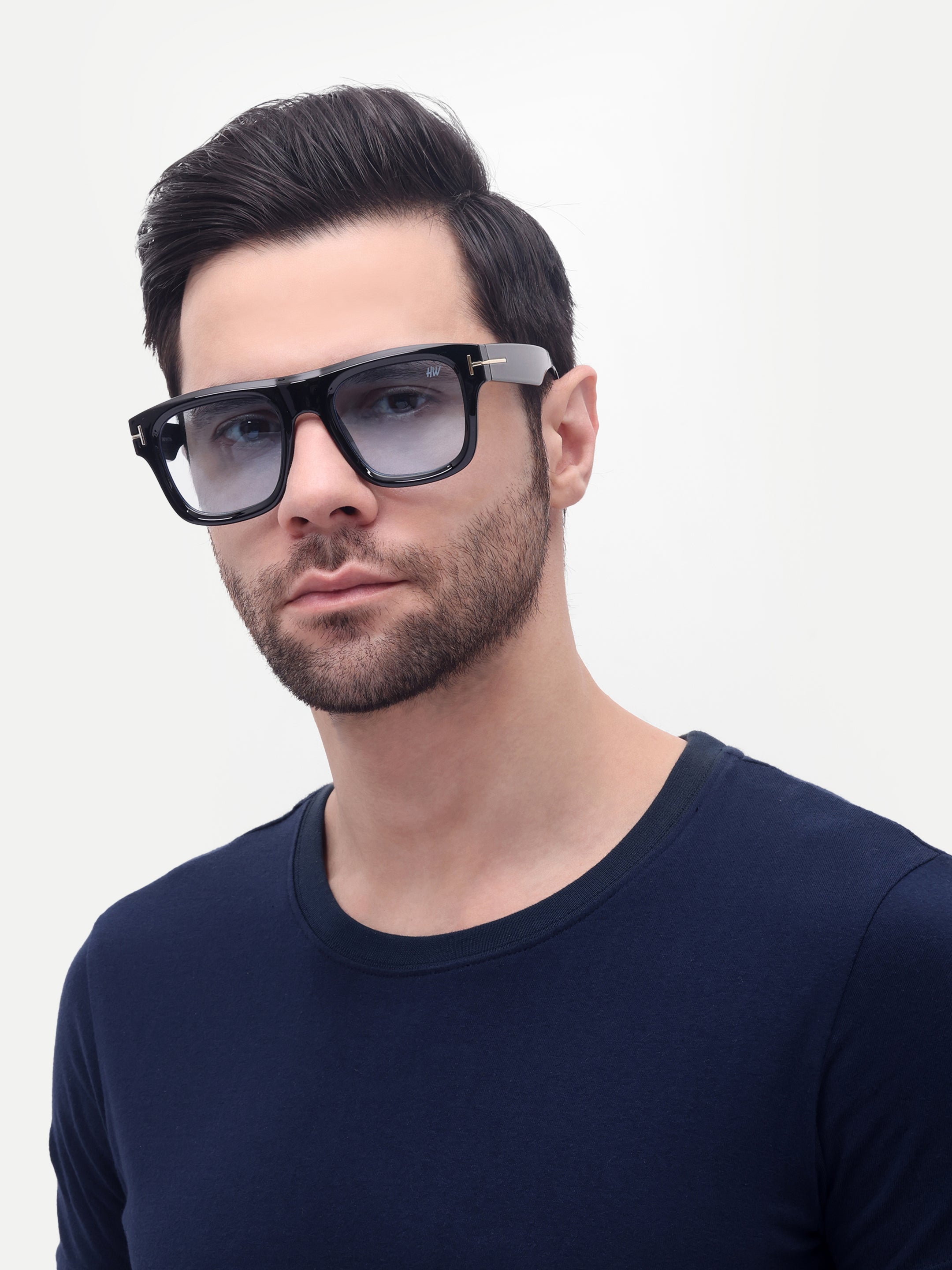 Men's UV Protected Gold Blue Wayfarer Sunglasses