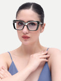 Women's Black Grey Rectangular Optical Frame