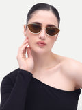 Women's Gold Brown Metal Sunglasses