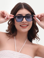 Women's Blue UV Protected Rectangular Sunglasses