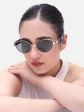 Women's Gold Black Metal Sunglasses