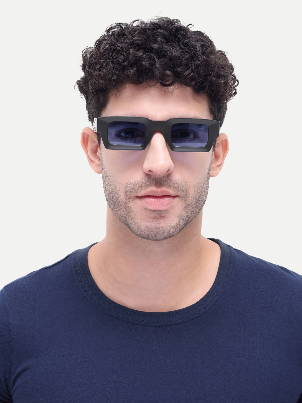 Zayden Blue Wayfarer Mens Sunglasses