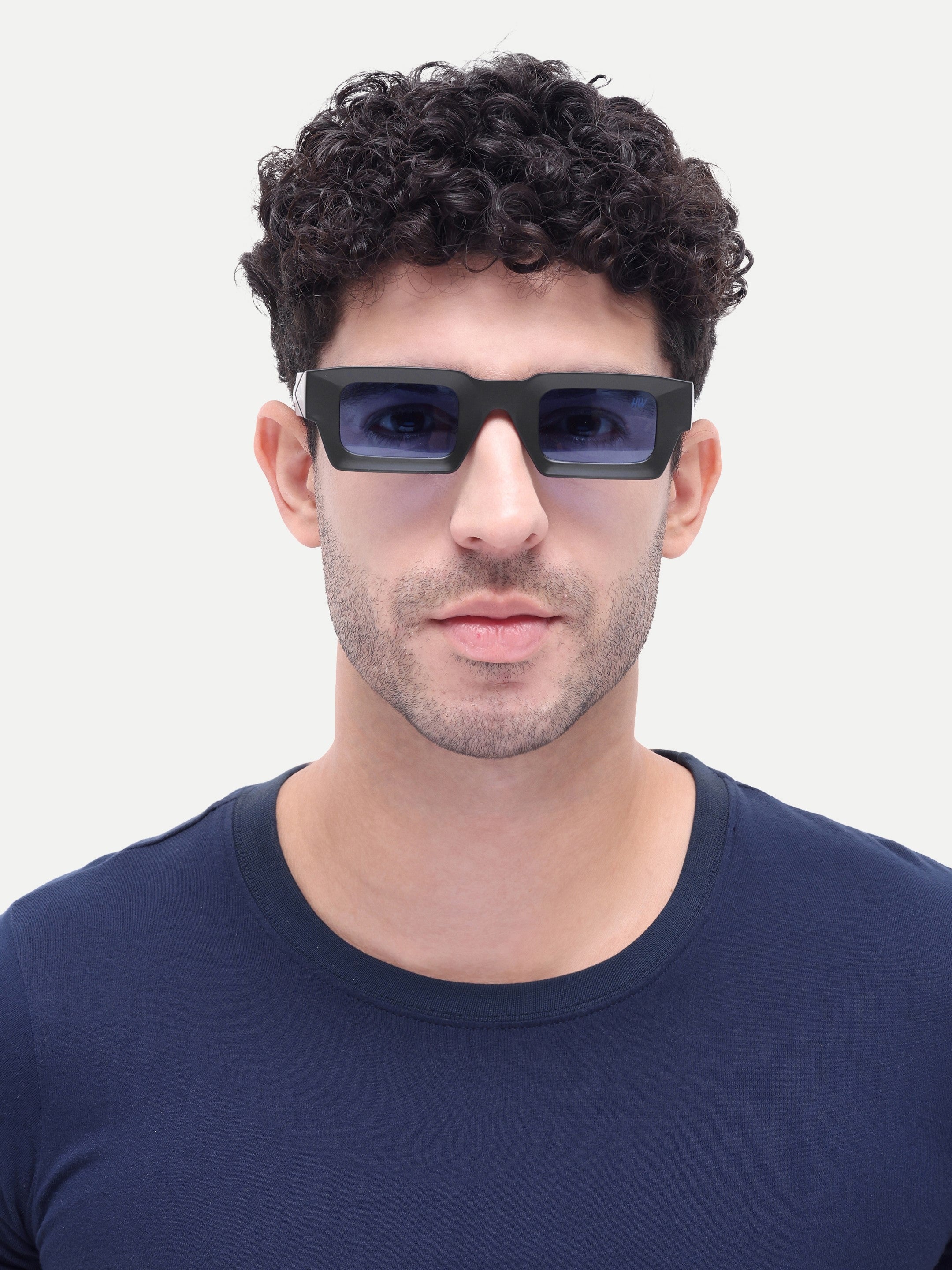 Zayden Blue Wayfarer Mens Sunglasses