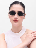 Women's Gold Black Oval Sunglasses