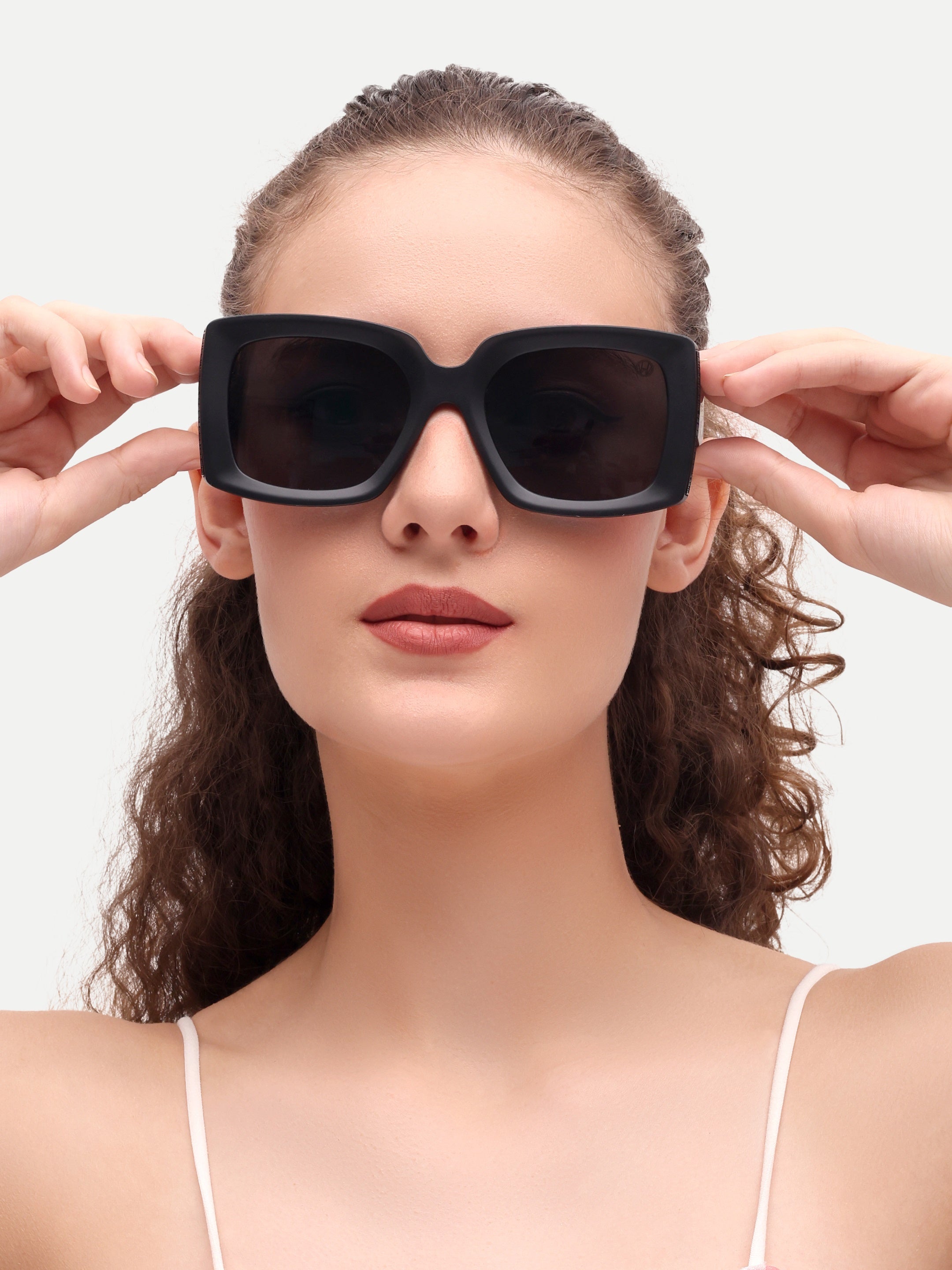 Oversize Black Square Women UV Protected Sunglasses