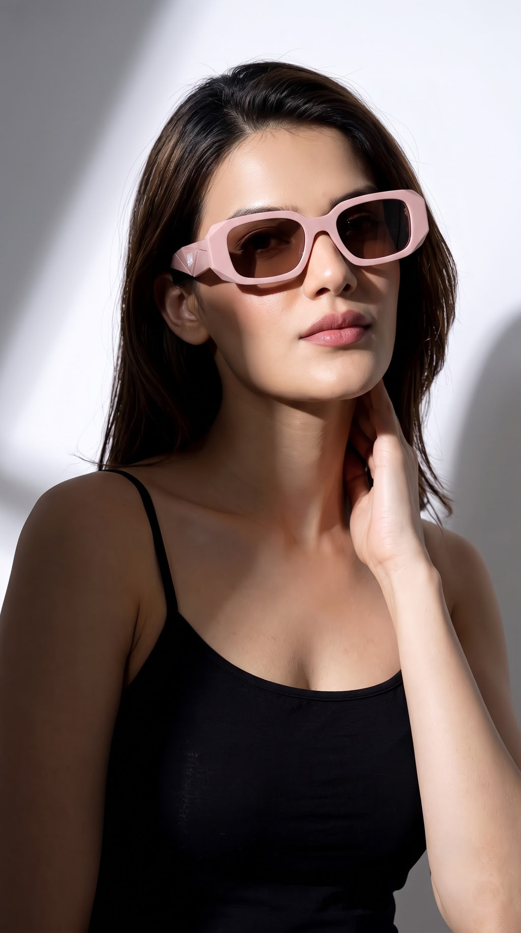 Olyvra Pink Rectangular Women Sunglasses