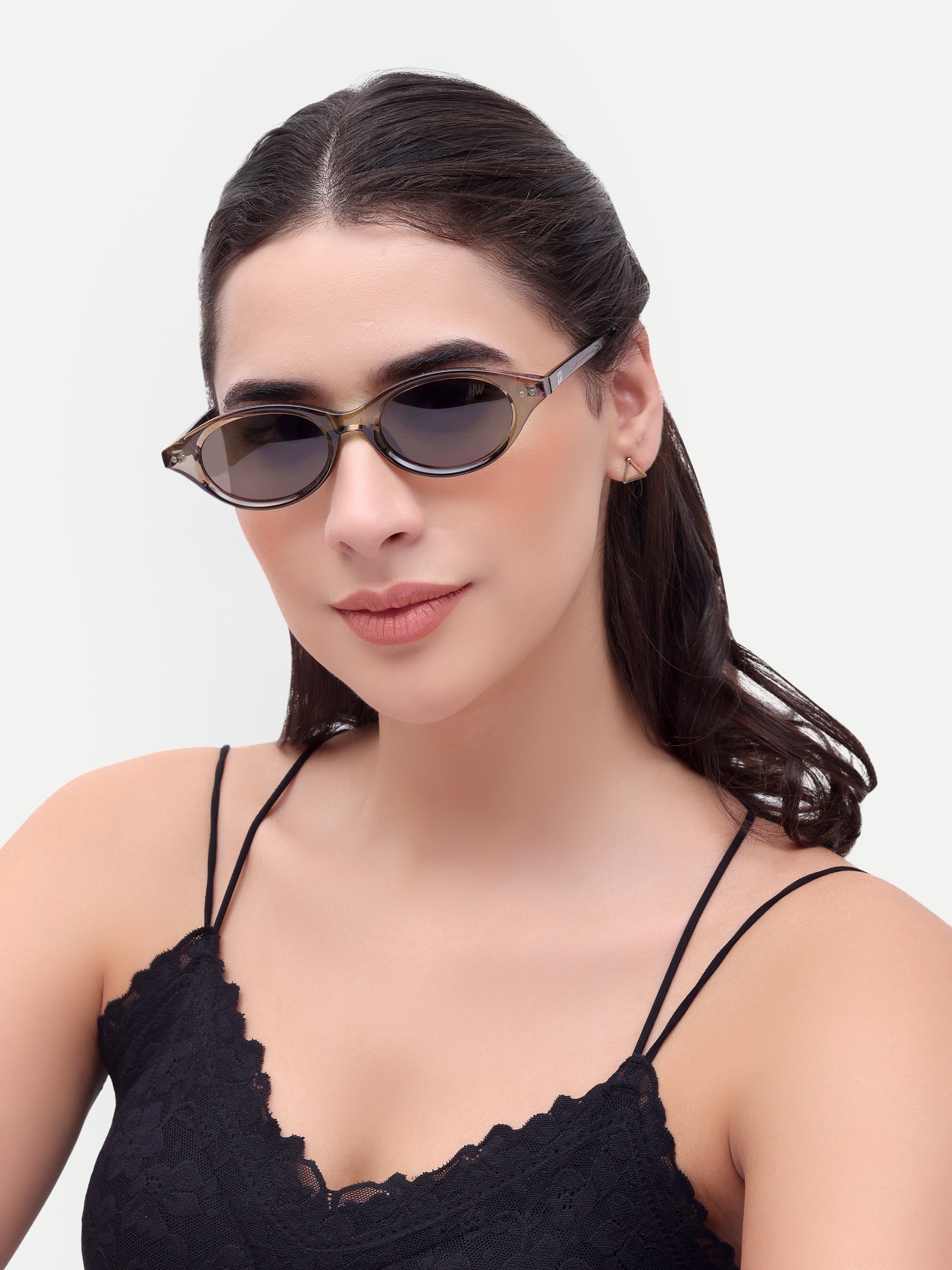 Aviana Oval Brown UV Protected Womens Sunglasses