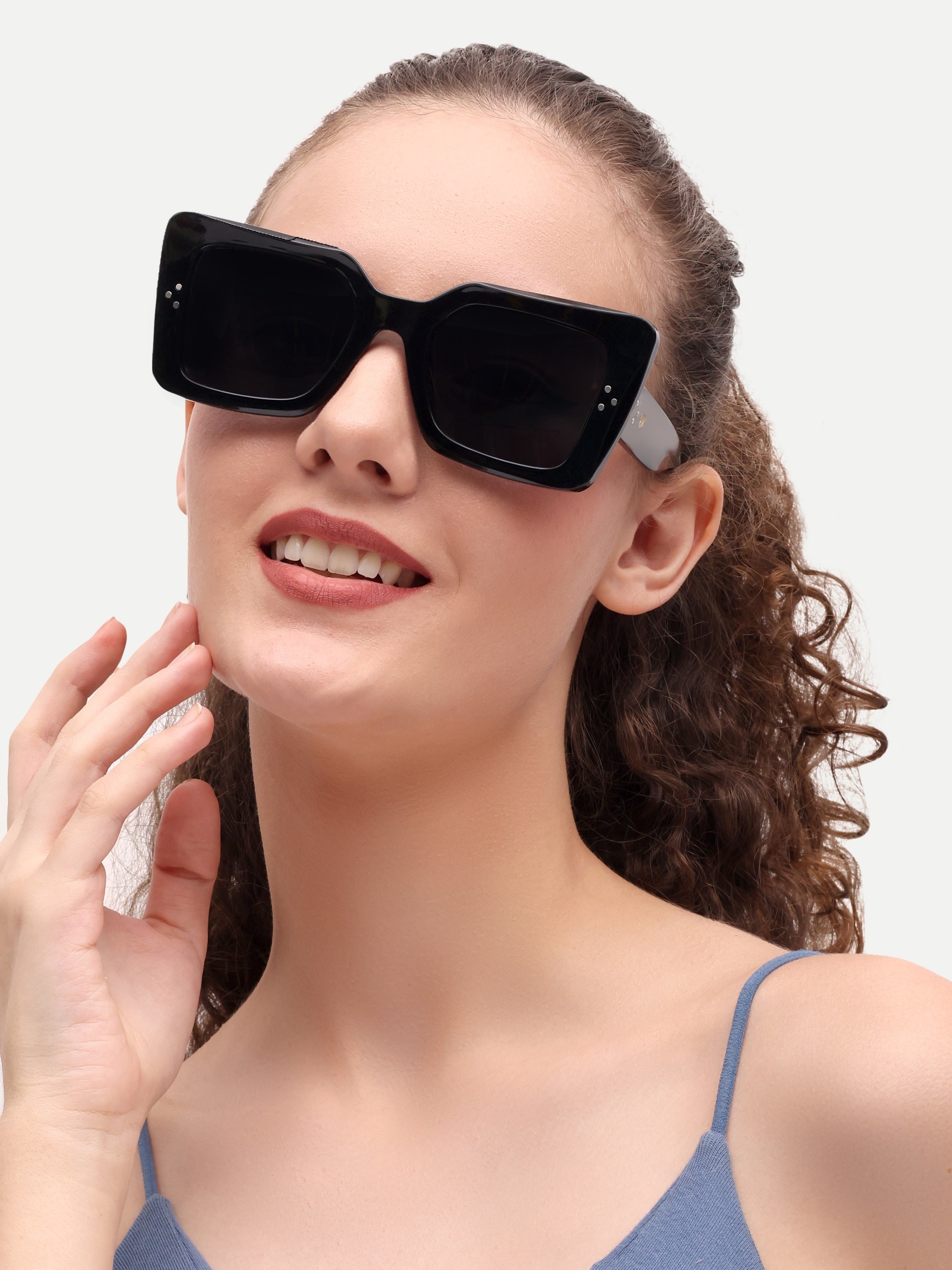 Black Women Square UV Protected Sunglasses