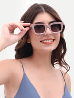 Women's Pink Rectangular UV Protected Sunglasses