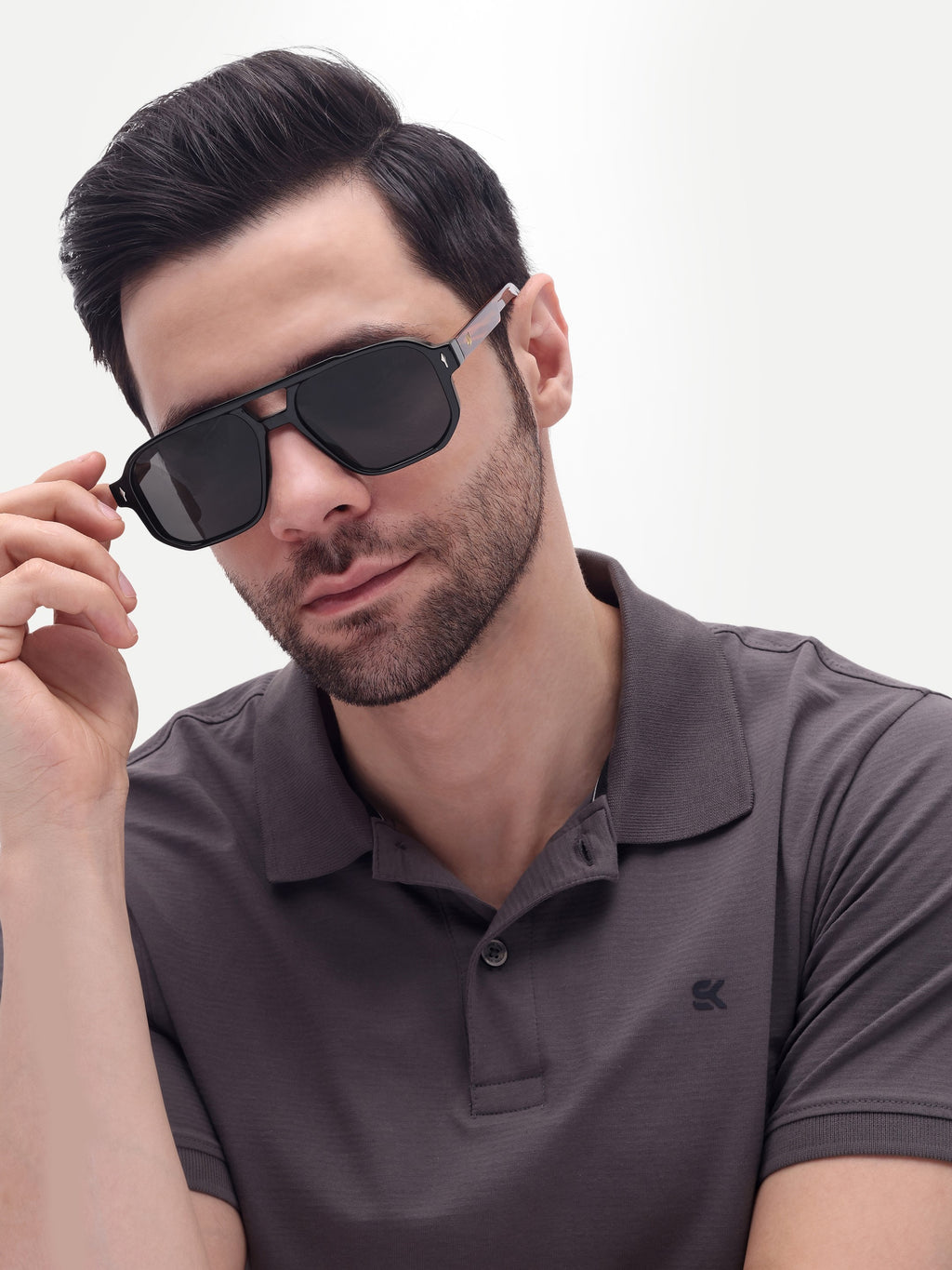 Men's UV Protected Gold Wooden Look Black Wayfarer Sunglasses