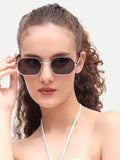 Silver Black Hexagon Women UV Protected Sunglasses