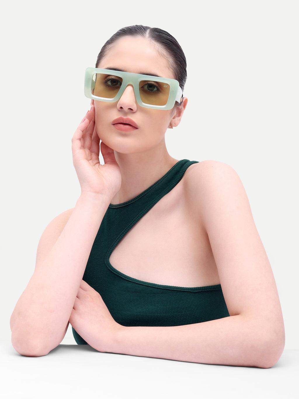 Celeste Square Green Candy UV Protected Womens Sunglasses