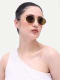 Women's Gold Brown Oval Sunglasses