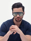 Men's UV Protected Gold Green Aviator Sunglasses