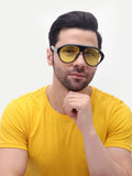 Men's Black Yellow Aviator UV Protected Sunglasses