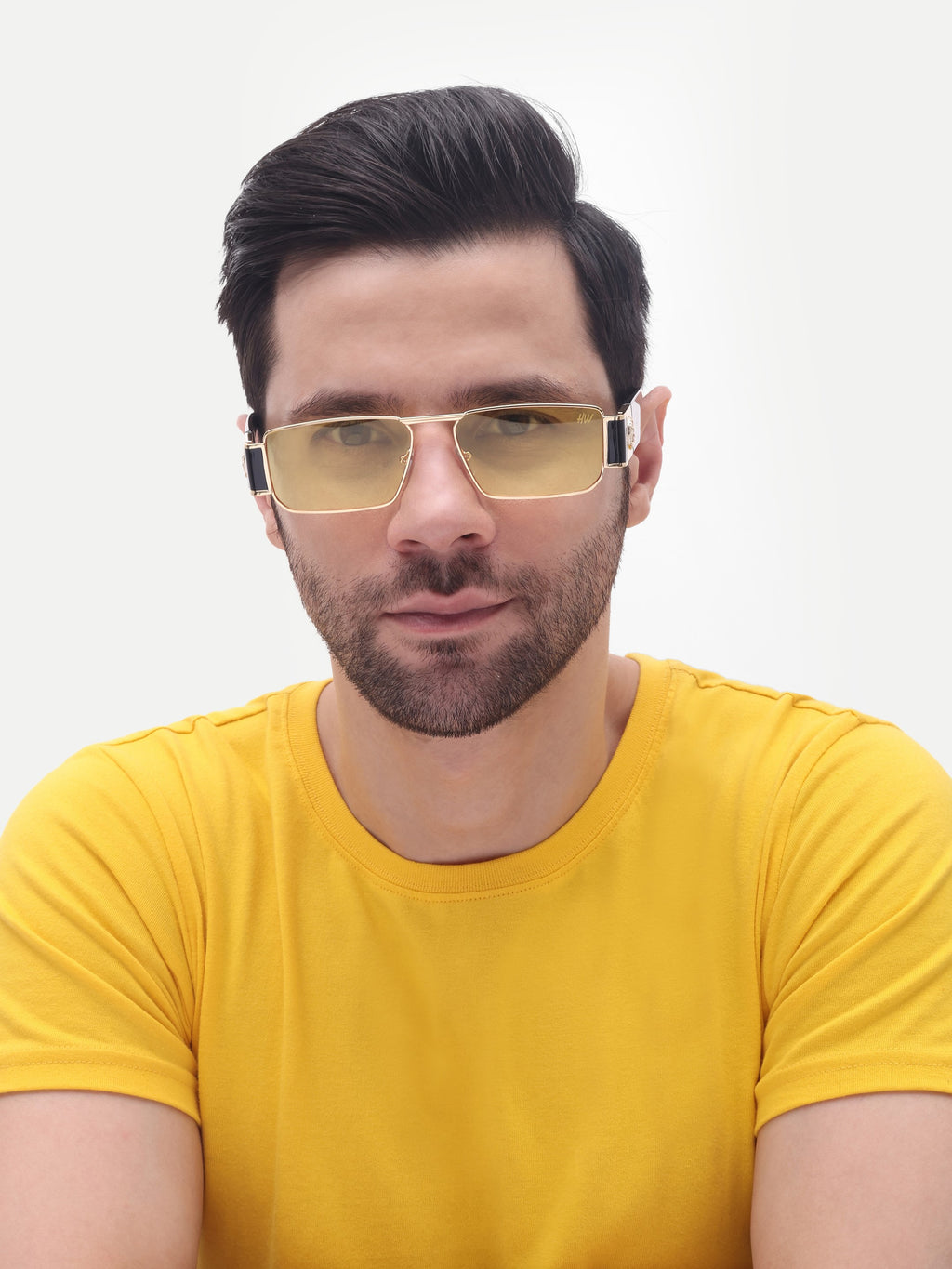 Men's UV Protected Gold Yellow Sunglasses