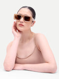 Yelina Candy Peach Square UV Protected Womens Sunglasses