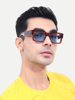 Men's Blue Wayfarer Rectangular Sunglasses