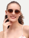 Brown Women Oval UV Protected Sunglasses