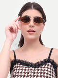 Women's Hexagon Golden Brown UV Protected Sunglasses