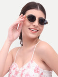 Women's Oval Golden Black UV Protected Sunglasses