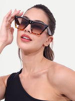 Women's Leopard Brown Cateye UV Protected Oversized Sunglasses