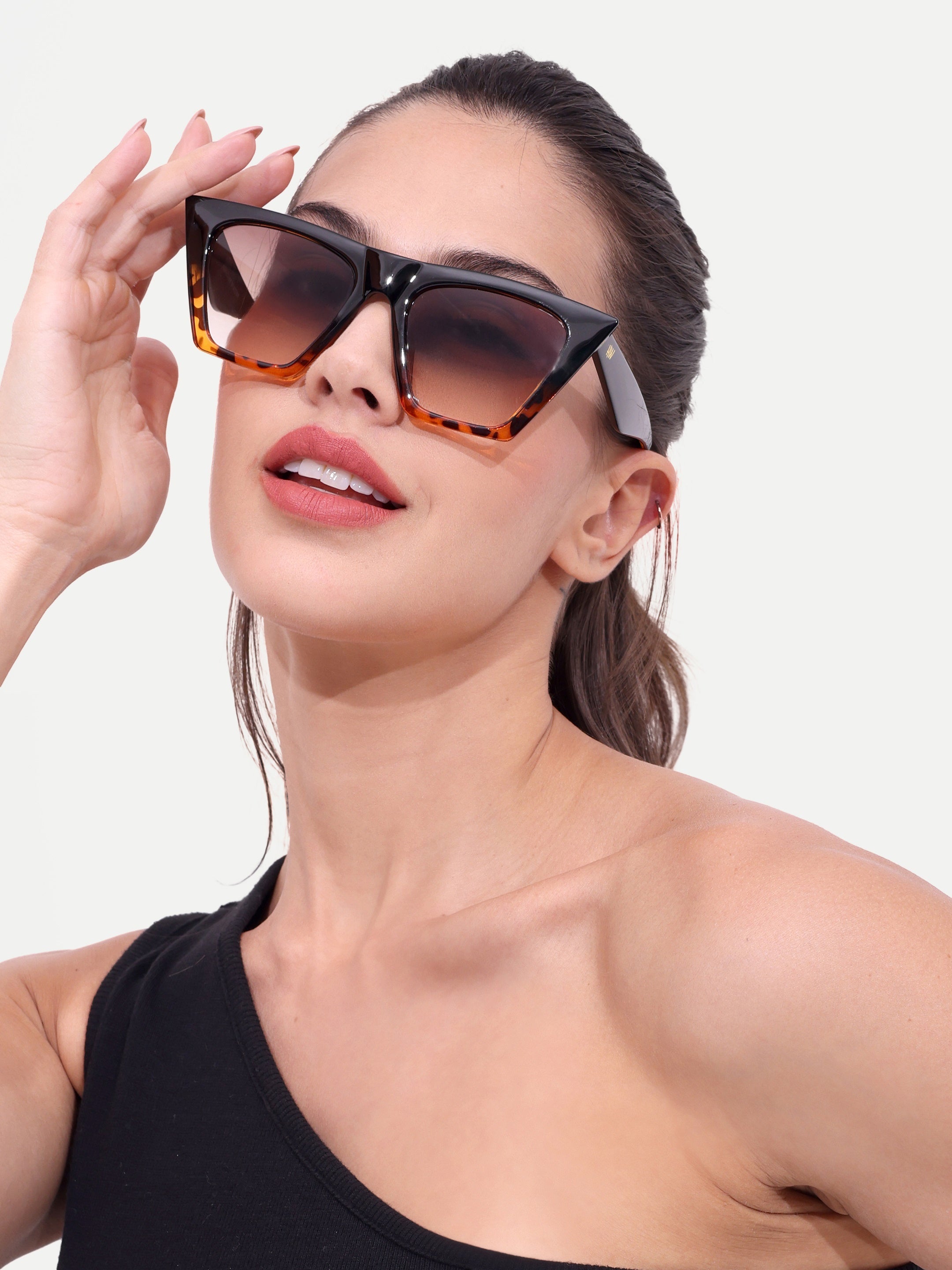 Women's Leopard Brown Cateye UV Protected Oversized Sunglasses