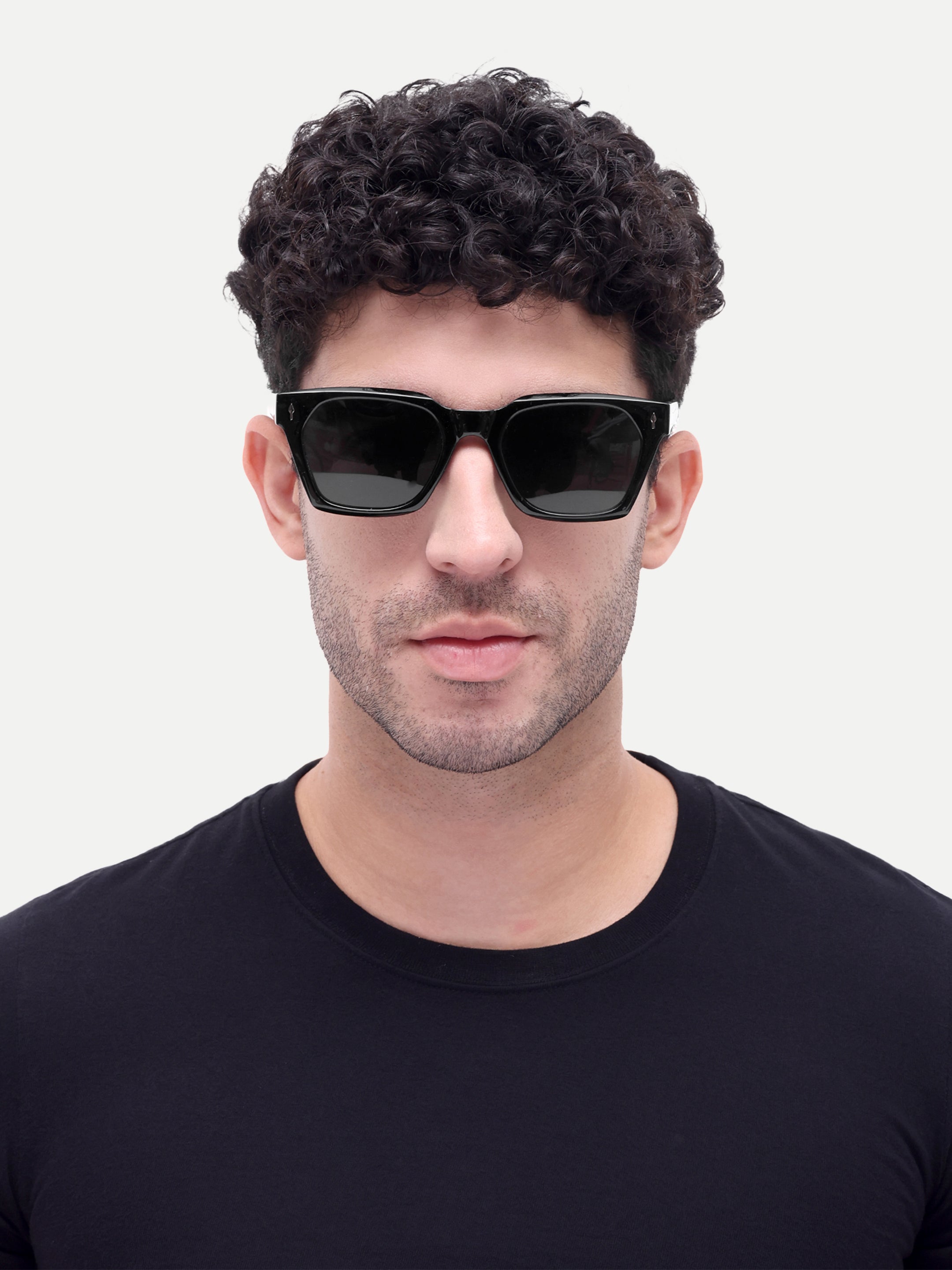 Montaro Black Wayfarer Mens Sunglasses